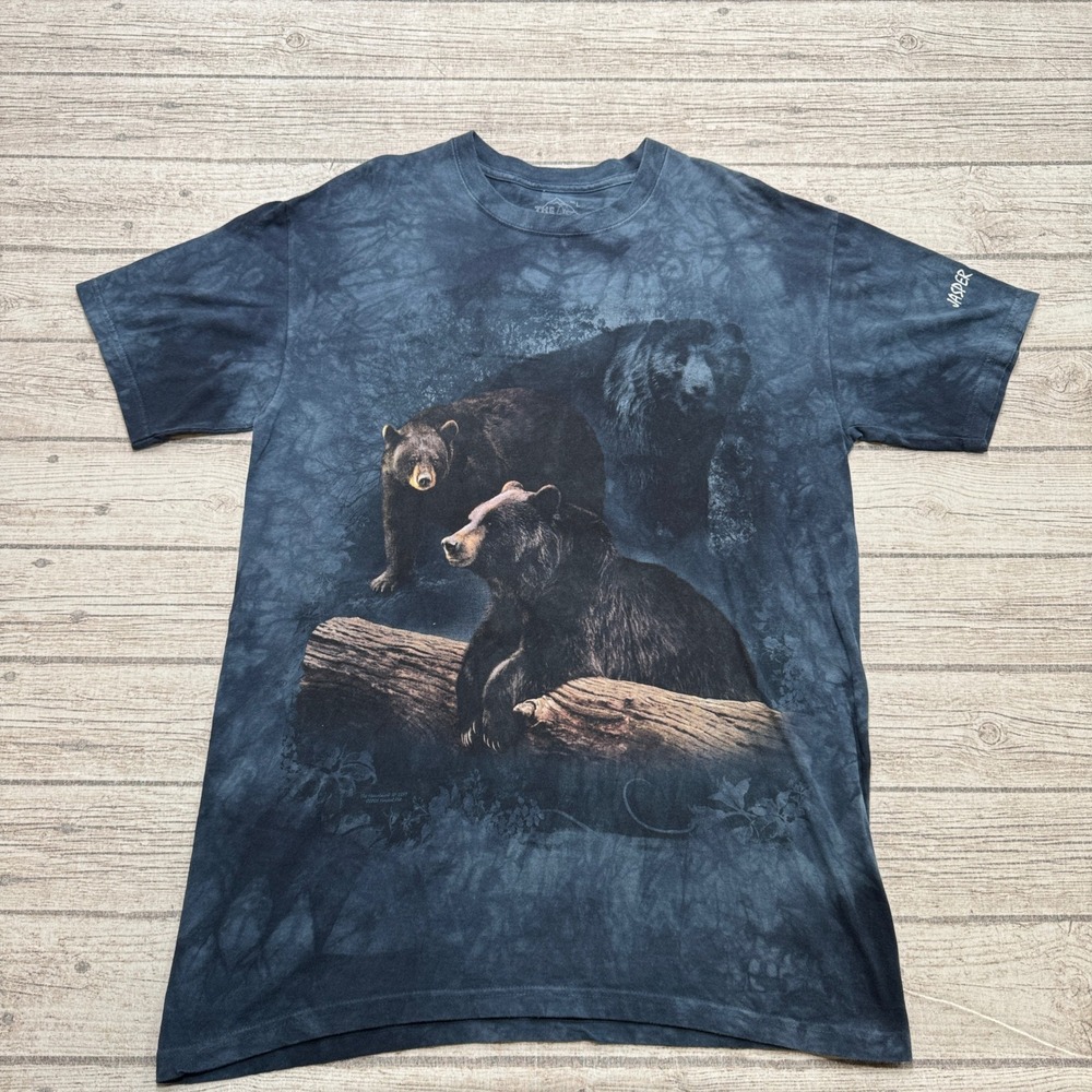 The Mountain Graphic T-Shirt Men's Large Blue Tie Dye Cotton Triple Bear USA